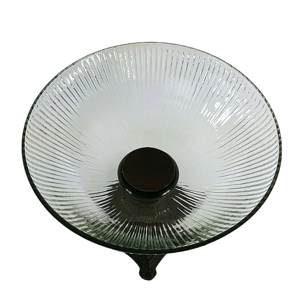 Compote Pedestal Bowl on Ornate Metal Base Table Centerpiece Vintage Decor - Picture 3 of 6